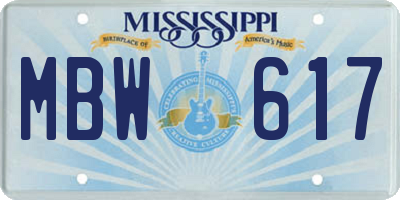 MS license plate MBW617