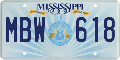 MS license plate MBW618