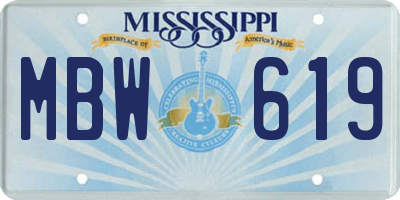 MS license plate MBW619
