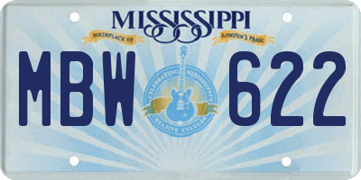 MS license plate MBW622