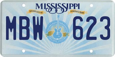 MS license plate MBW623
