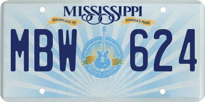 MS license plate MBW624