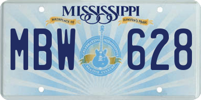 MS license plate MBW628