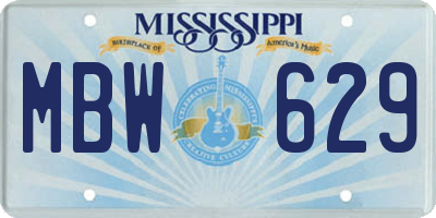 MS license plate MBW629