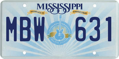 MS license plate MBW631