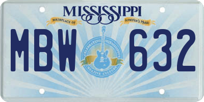 MS license plate MBW632