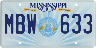 MS license plate MBW633