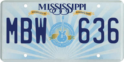 MS license plate MBW636