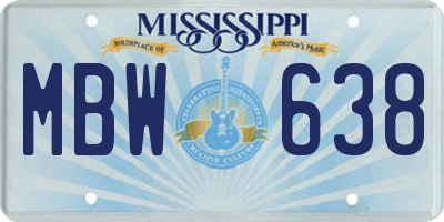 MS license plate MBW638