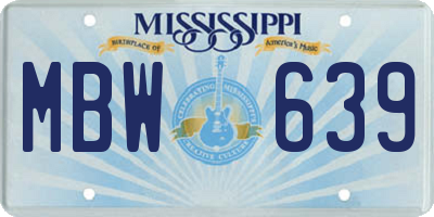 MS license plate MBW639