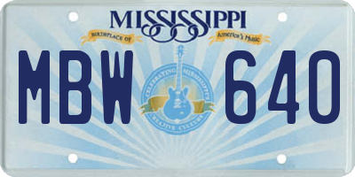 MS license plate MBW640
