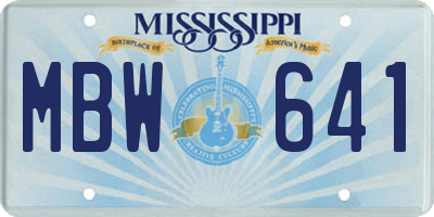 MS license plate MBW641