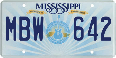 MS license plate MBW642