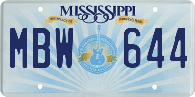 MS license plate MBW644