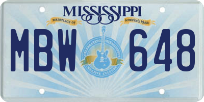 MS license plate MBW648