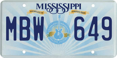 MS license plate MBW649