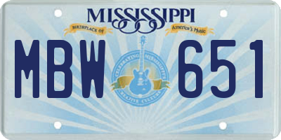MS license plate MBW651