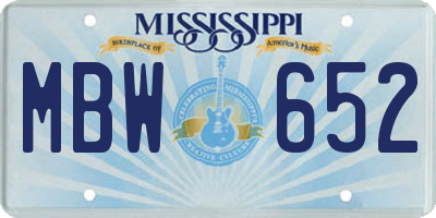 MS license plate MBW652