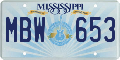 MS license plate MBW653