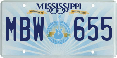 MS license plate MBW655