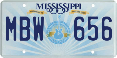 MS license plate MBW656