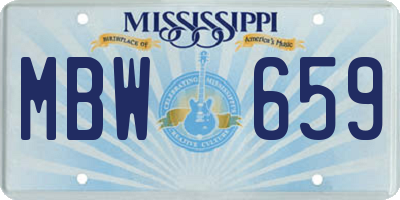 MS license plate MBW659