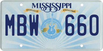MS license plate MBW660