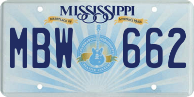 MS license plate MBW662