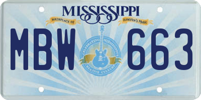 MS license plate MBW663