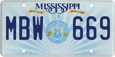 MS license plate MBW669