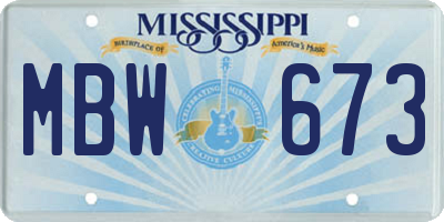 MS license plate MBW673