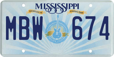 MS license plate MBW674
