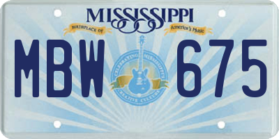 MS license plate MBW675