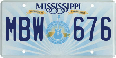 MS license plate MBW676