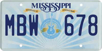 MS license plate MBW678