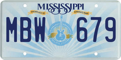 MS license plate MBW679