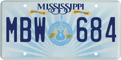 MS license plate MBW684