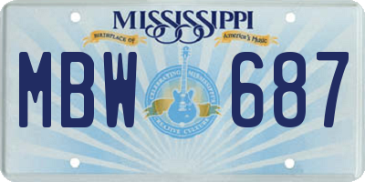 MS license plate MBW687