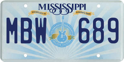 MS license plate MBW689
