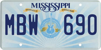 MS license plate MBW690
