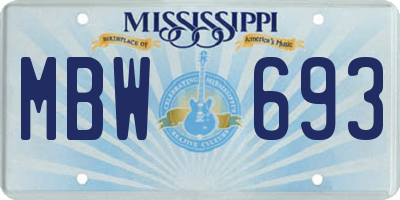 MS license plate MBW693