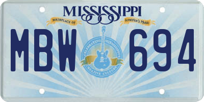 MS license plate MBW694