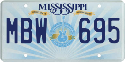 MS license plate MBW695