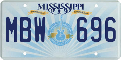 MS license plate MBW696