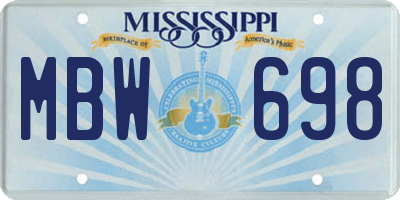 MS license plate MBW698