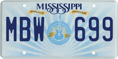 MS license plate MBW699
