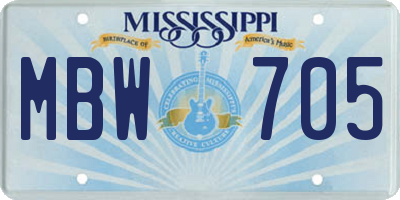 MS license plate MBW705