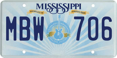 MS license plate MBW706