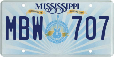 MS license plate MBW707