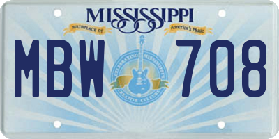 MS license plate MBW708